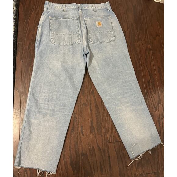 CARHARTT WIP SIMPLE PANT DENIM BLUE STONE WASHED 36/25 cut offs - Picture 2 of 10